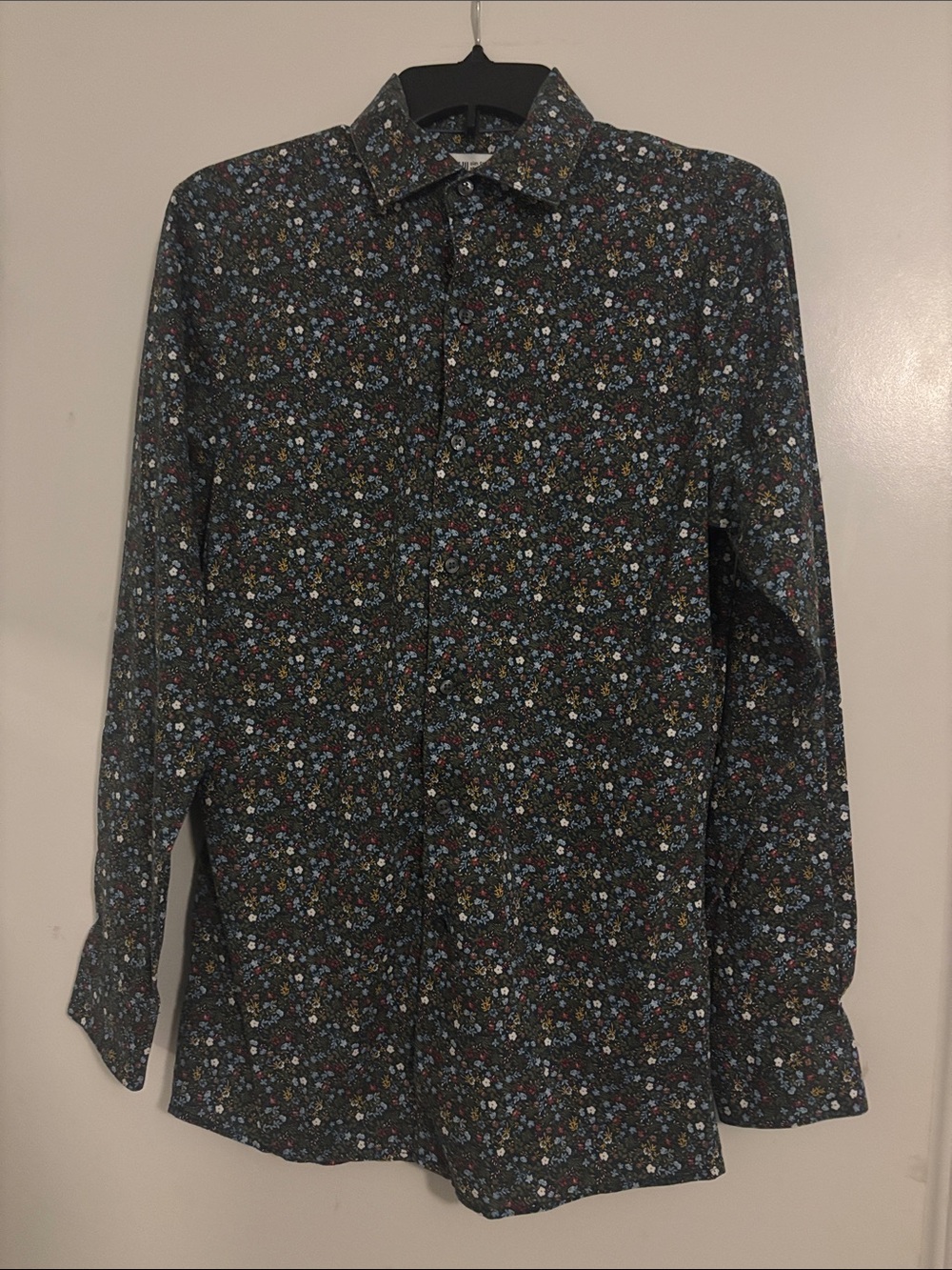 Bar III Navy Floral-Print Button-Down Shirt